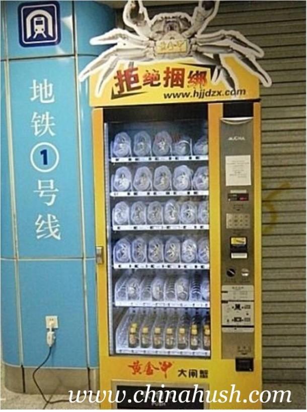 在中国，可以分配活蟹1的自动售货机
