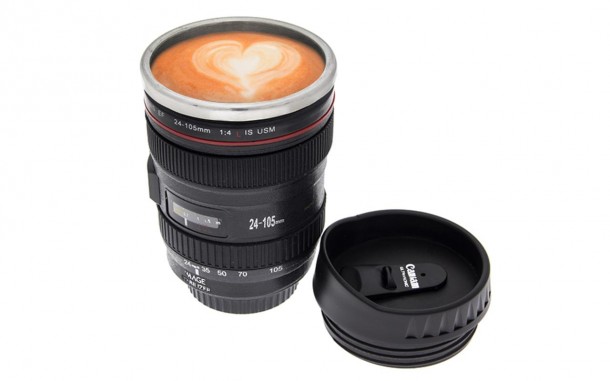 camera lens mug