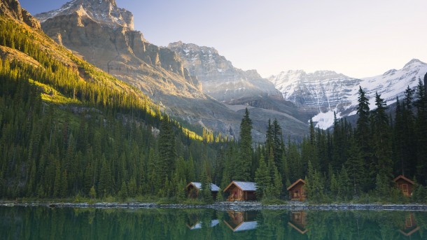 加拿大不列颠哥伦比亚省Yoho国家公园的O'Hara Lodge湖小屋