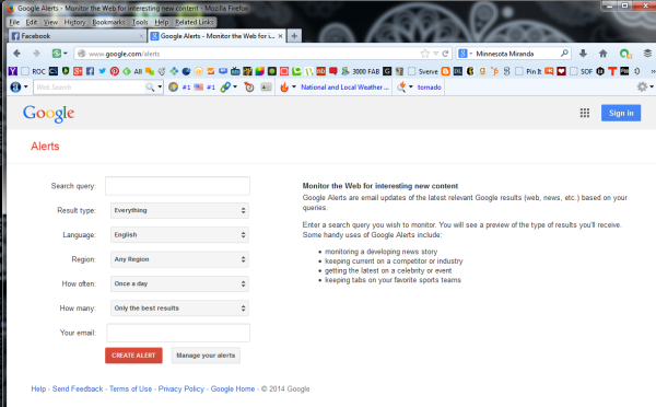学习如何创建谷歌警报