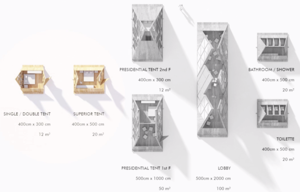 The treehouse would feature small residences for families. Each story would be about 13 feet high. Credits: Penda