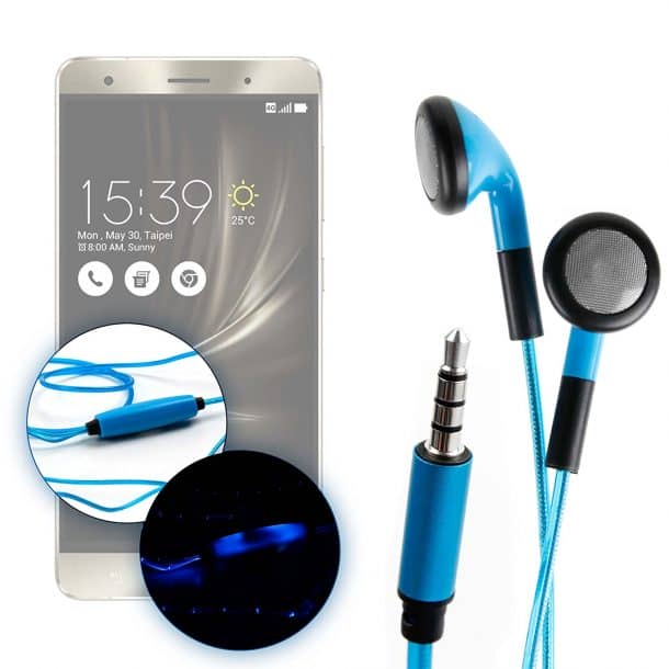 Duragadget独家LED闪烁耳机用于华硕Zenfone 3 ZE552KL