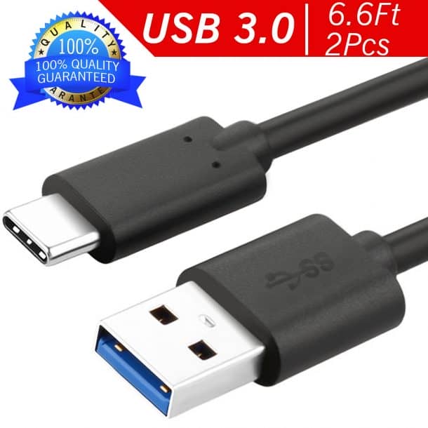 USB C型电缆2包6.6英尺，FanTEK USB C到USB A